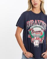 Vintage, 1992, MLB, Atlanta, Braves, Tee, The Real Deal, size extra small, colour Navy, newtown, sydney, australia, thrift store, opshop, preloved, secondhand, sustainable, retro, antique, 70s, 80s, 90s, 2000s, 00s, fashion, clothing, streetwear, trendy, garment, style, boutique, store, shop, archive, sale, cheap, best, top, T-Shirts