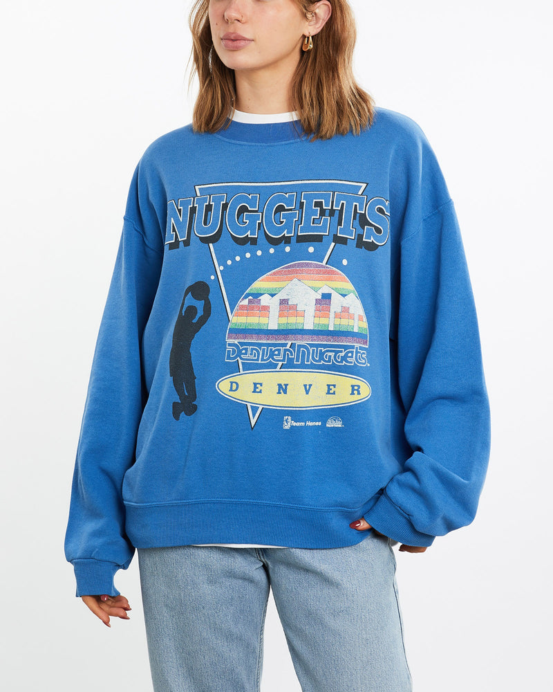 Vintage, 90s, NBA, Denver, Nuggets, Sweatshirt, The Real Deal, size medium, colour Blue, newtown, sydney, australia, thrift store, opshop, preloved, secondhand, sustainable, retro, antique, 70s, 80s, 90s, 2000s, 00s, fashion, clothing, streetwear, trendy, garment, style, boutique, store, shop, archive, sale, cheap, best, top, Sweats and hoodies