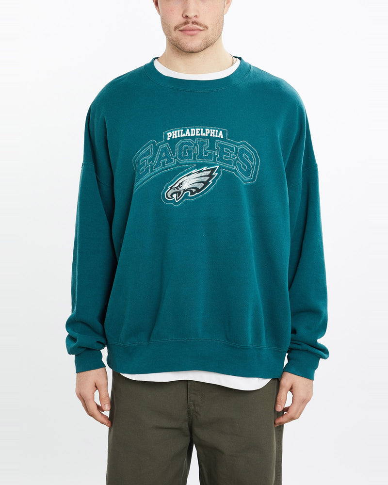 Vintage, NFL, Philadelphia, Eagles, Sweatshirt, The Real Deal, size extra large, colour Green, newtown, sydney, australia, thrift store, opshop, preloved, secondhand, sustainable, retro, antique, 70s, 80s, 90s, 2000s, 00s, fashion, clothing, streetwear, trendy, garment, style, boutique, store, shop, archive, sale, cheap, best, top, Sweats and hoodies