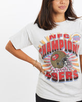 Vintage, 1995, NFL, San, Francisco, 49ers, Tee, The Real Deal, size double extra small, colour White, newtown, sydney, australia, thrift store, opshop, preloved, secondhand, sustainable, retro, antique, 70s, 80s, 90s, 2000s, 00s, fashion, clothing, streetwear, trendy, garment, style, boutique, store, shop, archive, sale, cheap, best, top, T-Shirts