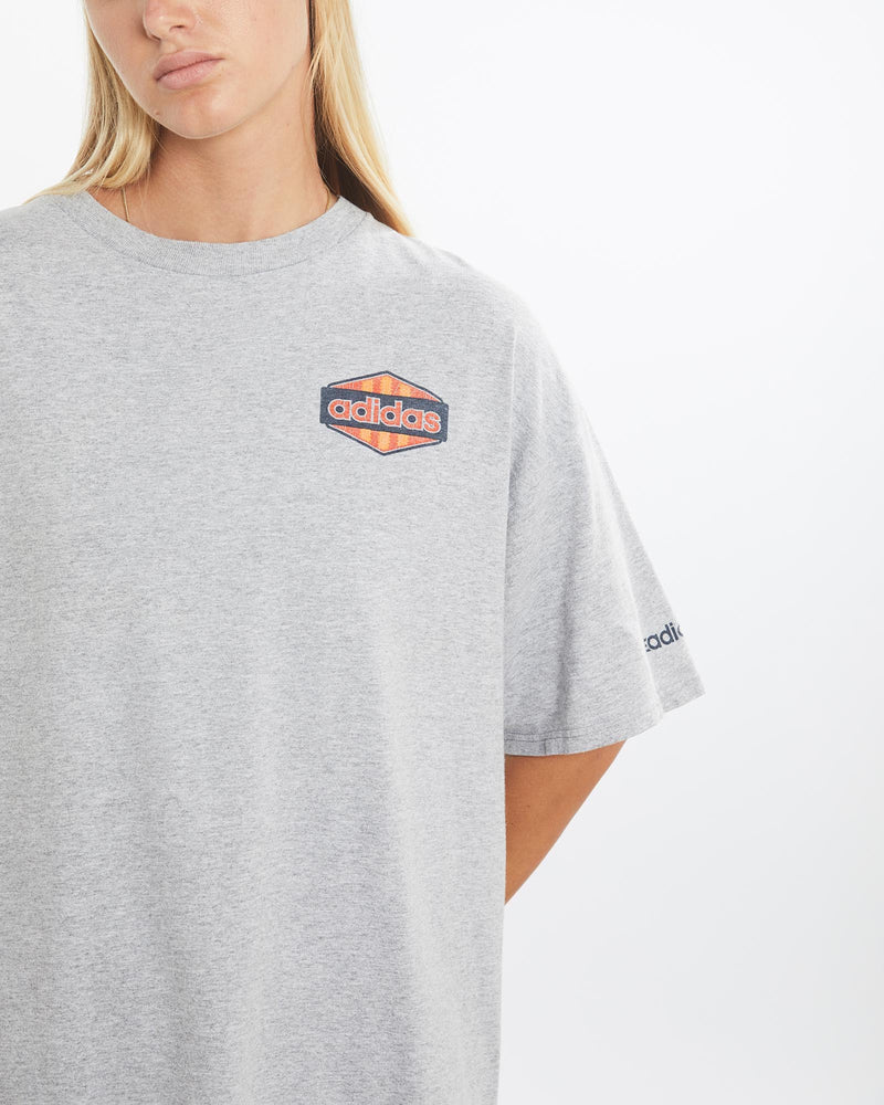 Vintage, Adidas, Tee, The Real Deal, size large, colour Grey, newtown, sydney, australia, thrift store, opshop, preloved, secondhand, sustainable, retro, antique, 70s, 80s, 90s, 2000s, 00s, fashion, clothing, streetwear, trendy, garment, style, boutique, store, shop, archive, sale, cheap, best, top, T-Shirts