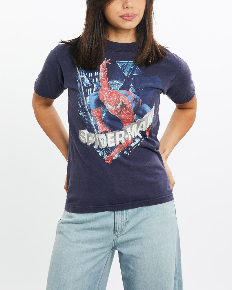 Vintage, Spider-Man, 2, Movie, Tee, The Real Deal, size double extra small, colour Navy, newtown, sydney, australia, thrift store, opshop, preloved, secondhand, sustainable, retro, antique, 70s, 80s, 90s, 2000s, 00s, fashion, clothing, streetwear, trendy, garment, style, boutique, store, shop, archive, sale, cheap, best, top, T-Shirts
