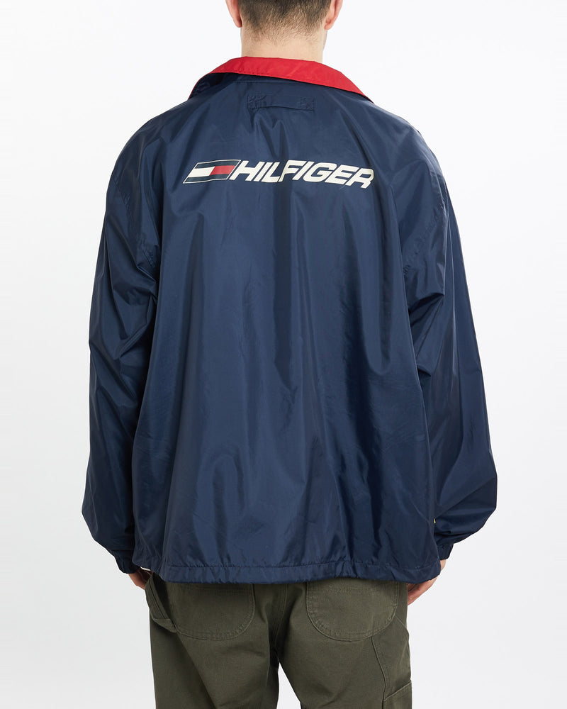 Vintage, 90s, Tommy, Hilfiger, Athletics, Coaches, Jacket, The Real Deal, size extra large, colour Navy, newtown, sydney, australia, thrift store, opshop, preloved, secondhand, sustainable, retro, antique, 70s, 80s, 90s, 2000s, 00s, fashion, clothing, streetwear, trendy, garment, style, boutique, store, shop, archive, sale, cheap, best, top, Jackets