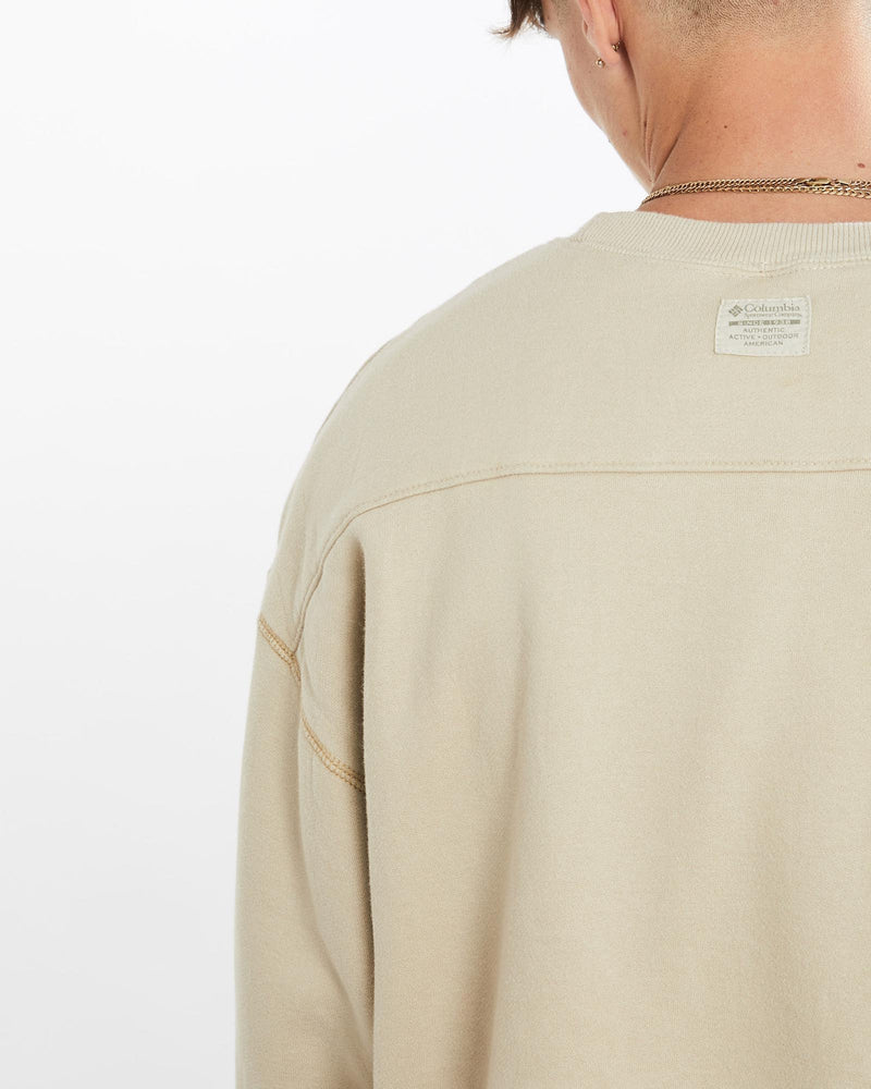 Vintage, Columbia, Sweatshirt, The Real Deal, size large, colour Beige, newtown, sydney, australia, thrift store, opshop, preloved, secondhand, sustainable, retro, antique, 70s, 80s, 90s, 2000s, 00s, fashion, clothing, streetwear, trendy, garment, style, boutique, store, shop, archive, sale, cheap, best, top, Sweats and hoodies