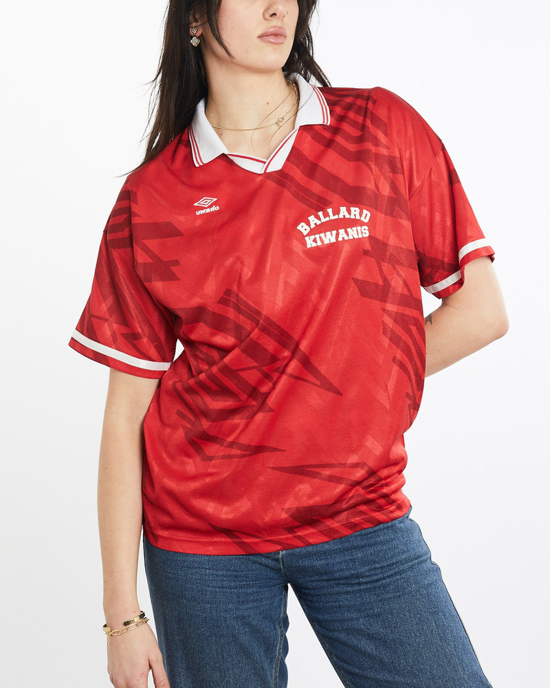 Vintage, 90s, Umbro, Ballard, Kiwanis, Soccer, Jersey, The Real Deal, size large, colour Red, newtown, sydney, australia, thrift store, opshop, preloved, secondhand, sustainable, retro, antique, 70s, 80s, 90s, 2000s, 00s, fashion, clothing, streetwear, trendy, garment, style, boutique, store, shop, archive, sale, cheap, best, top, T-Shirts