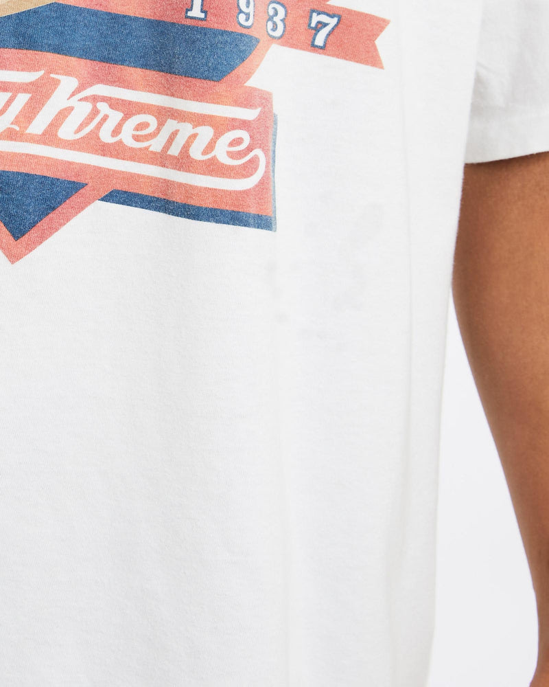 Vintage, 90s, Krispy, Kreme, Tee, The Real Deal, size extra large, colour White, newtown, sydney, australia, thrift store, opshop, preloved, secondhand, sustainable, retro, antique, 70s, 80s, 90s, 2000s, 00s, fashion, clothing, streetwear, trendy, garment, style, boutique, store, shop, archive, sale, cheap, best, top, T-Shirts