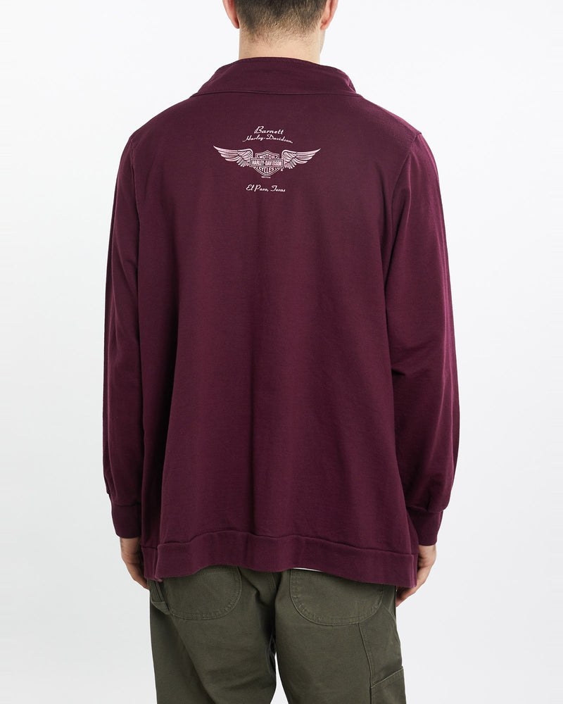 Vintage, Harley, Davidson, Full, Zip, Sweatshirt, The Real Deal, size extra large, colour Burgundy, newtown, sydney, australia, thrift store, opshop, preloved, secondhand, sustainable, retro, antique, 70s, 80s, 90s, 2000s, 00s, fashion, clothing, streetwear, trendy, garment, style, boutique, store, shop, archive, sale, cheap, best, top, Sweats and hoodies