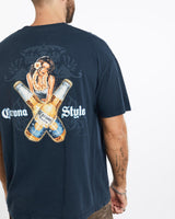 Vintage, Corona, Beer, Tee, The Real Deal, size extra large, colour Navy, newtown, sydney, australia, thrift store, opshop, preloved, secondhand, sustainable, retro, antique, 70s, 80s, 90s, 2000s, 00s, fashion, clothing, streetwear, trendy, garment, style, boutique, store, shop, archive, sale, cheap, best, top, T-Shirts