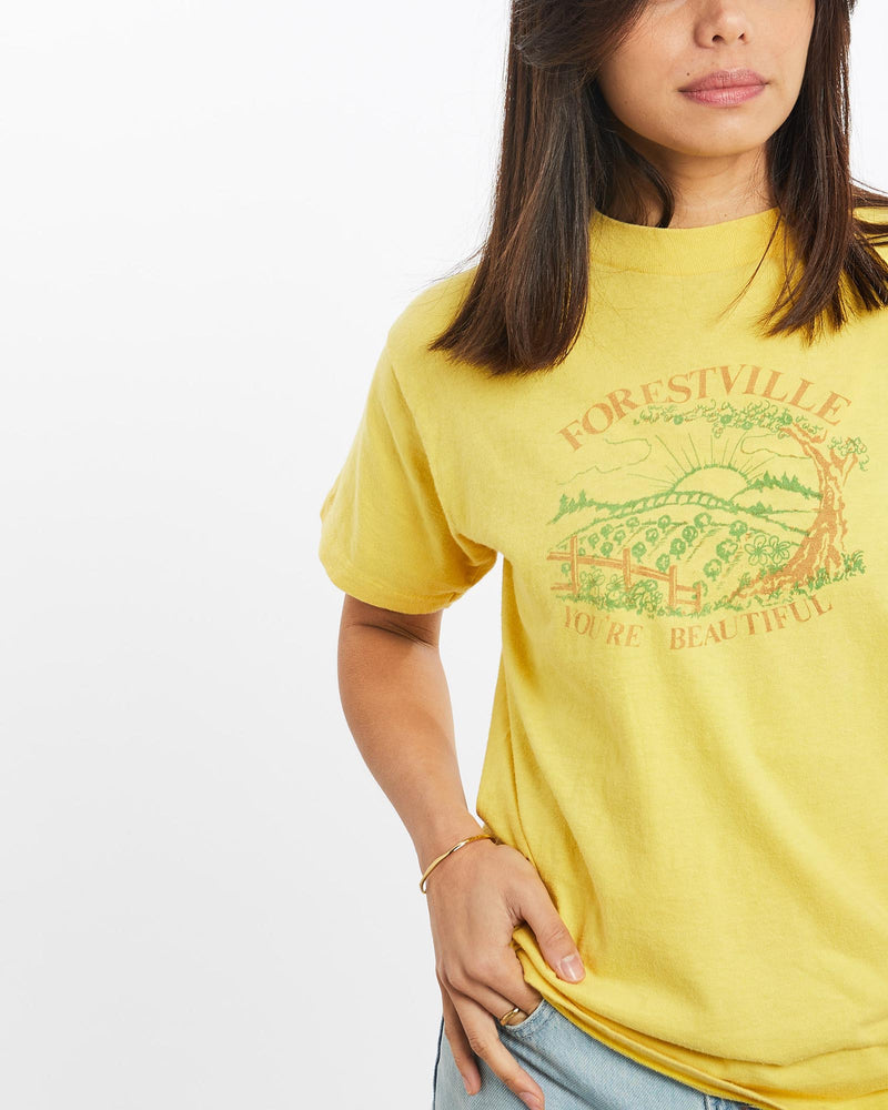 Vintage, 80s, Forestville, You're, Beautiful', Tee, The Real Deal, size double extra small, colour Yellow, newtown, sydney, australia, thrift store, opshop, preloved, secondhand, sustainable, retro, antique, 70s, 80s, 90s, 2000s, 00s, fashion, clothing, streetwear, trendy, garment, style, boutique, store, shop, archive, sale, cheap, best, top, T-Shirts