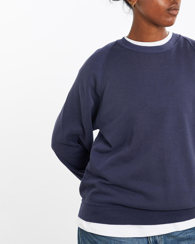 Vintage, 90s, Jerzees, Blank, Sweatshirt, The Real Deal, size medium, colour Navy, newtown, sydney, australia, thrift store, opshop, preloved, secondhand, sustainable, retro, antique, 70s, 80s, 90s, 2000s, 00s, fashion, clothing, streetwear, trendy, garment, style, boutique, store, shop, archive, sale, cheap, best, top, Sweats and hoodies