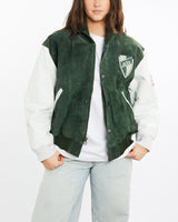 Vintage, 90s, NFL, New, York, Jets, Varsity, Jacket, The Real Deal, size medium, colour Green, newtown, sydney, australia, thrift store, opshop, preloved, secondhand, sustainable, retro, antique, 70s, 80s, 90s, 2000s, 00s, fashion, clothing, streetwear, trendy, garment, style, boutique, store, shop, archive, sale, cheap, best, top, Jackets