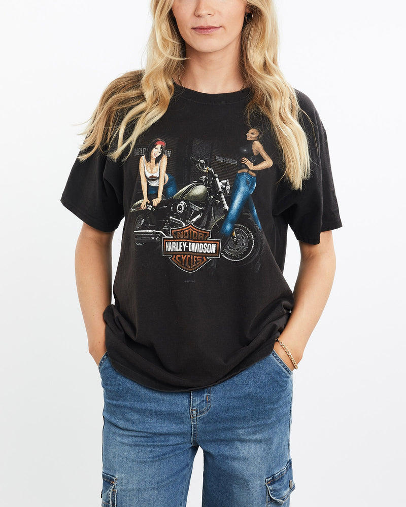 Harley, Davidson, Tee, The Real Deal, size medium, colour Black, newtown, sydney, australia, thrift store, opshop, preloved, secondhand, sustainable, retro, antique, 70s, 80s, 90s, 2000s, 00s, fashion, clothing, streetwear, trendy, garment, style, boutique, store, shop, archive, sale, cheap, best, top, T-Shirts