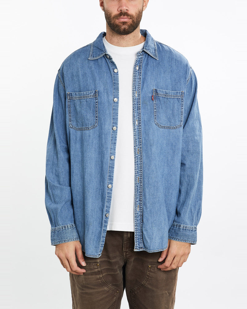 Vintage, Levi's, Denim, Button, Up, Shirt, The Real Deal, size double extra large, colour Blue, newtown, sydney, australia, thrift store, opshop, preloved, secondhand, sustainable, retro, antique, 70s, 80s, 90s, 2000s, 00s, fashion, clothing, streetwear, trendy, garment, style, boutique, store, shop, archive, sale, cheap, best, top, Shirts