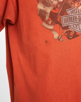 Vintage, Harley, Davidson, Tee, The Real Deal, size medium, colour Orange, newtown, sydney, australia, thrift store, opshop, preloved, secondhand, sustainable, retro, antique, 70s, 80s, 90s, 2000s, 00s, fashion, clothing, streetwear, trendy, garment, style, boutique, store, shop, archive, sale, cheap, best, top, T-Shirts