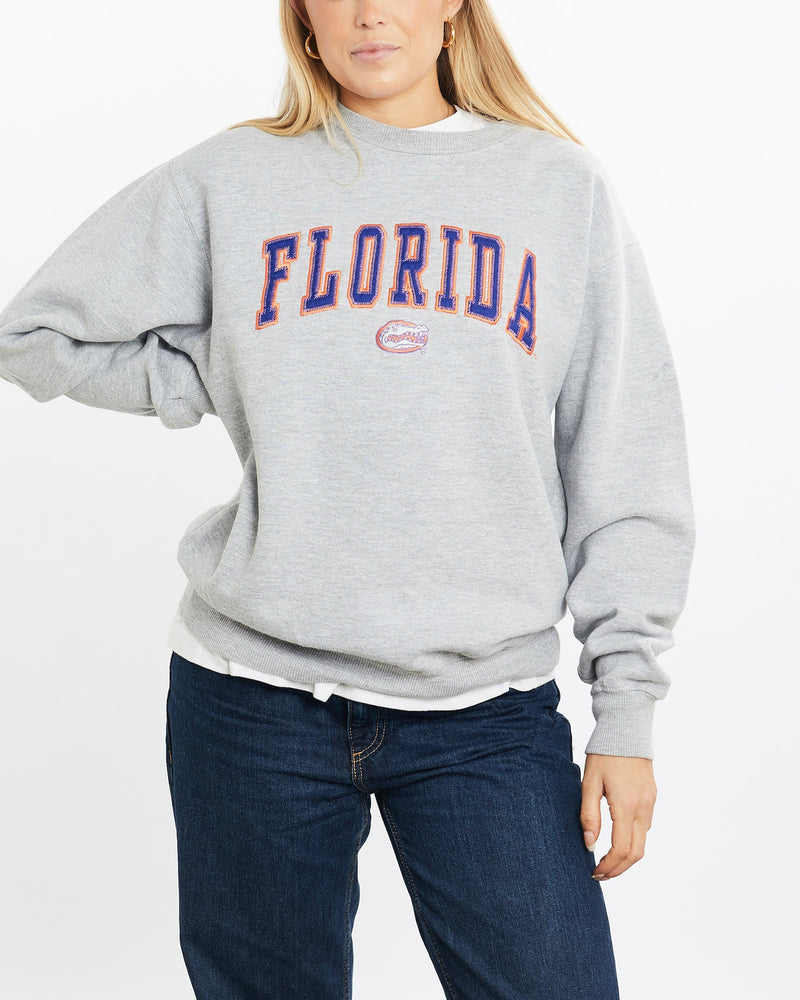 Vintage, NCAA, Florida, Gators, Sweatshirt, The Real Deal, size medium, colour Grey, newtown, sydney, australia, thrift store, opshop, preloved, secondhand, sustainable, retro, antique, 70s, 80s, 90s, 2000s, 00s, fashion, clothing, streetwear, trendy, garment, style, boutique, store, shop, archive, sale, cheap, best, top, Sweats and hoodies