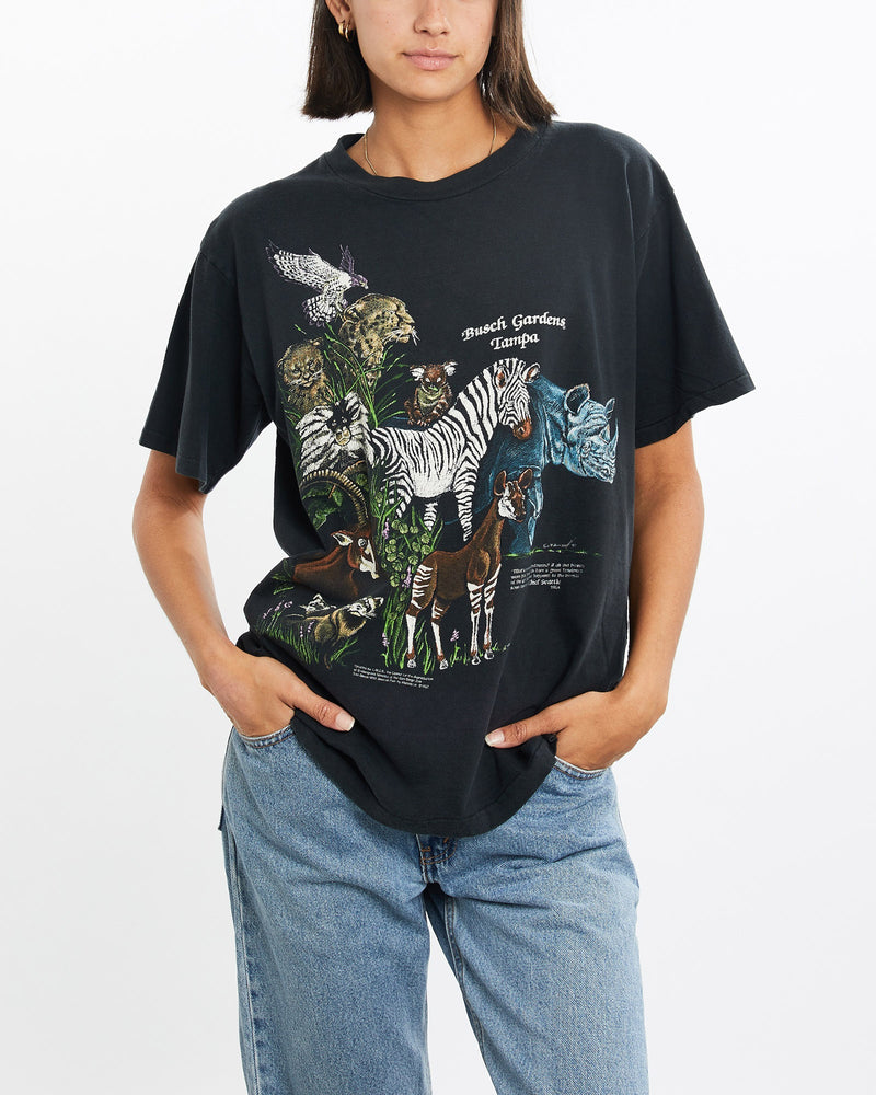 Vintage, 90s, Busch, Gardens, Tampa, Wildlife, Tee, The Real Deal, size small, colour Black, newtown, sydney, australia, thrift store, opshop, preloved, secondhand, sustainable, retro, antique, 70s, 80s, 90s, 2000s, 00s, fashion, clothing, streetwear, trendy, garment, style, boutique, store, shop, archive, sale, cheap, best, top, T-Shirts