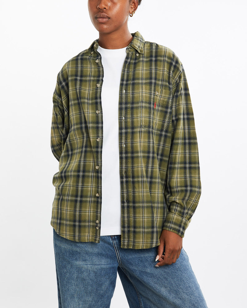 Vintage, 90s, Polo, Ralph, Lauren, Flannelette, Button, Up, Shirt, The Real Deal, size medium, colour Green, newtown, sydney, australia, thrift store, opshop, preloved, secondhand, sustainable, retro, antique, 70s, 80s, 90s, 2000s, 00s, fashion, clothing, streetwear, trendy, garment, style, boutique, store, shop, archive, sale, cheap, best, top, Shirts