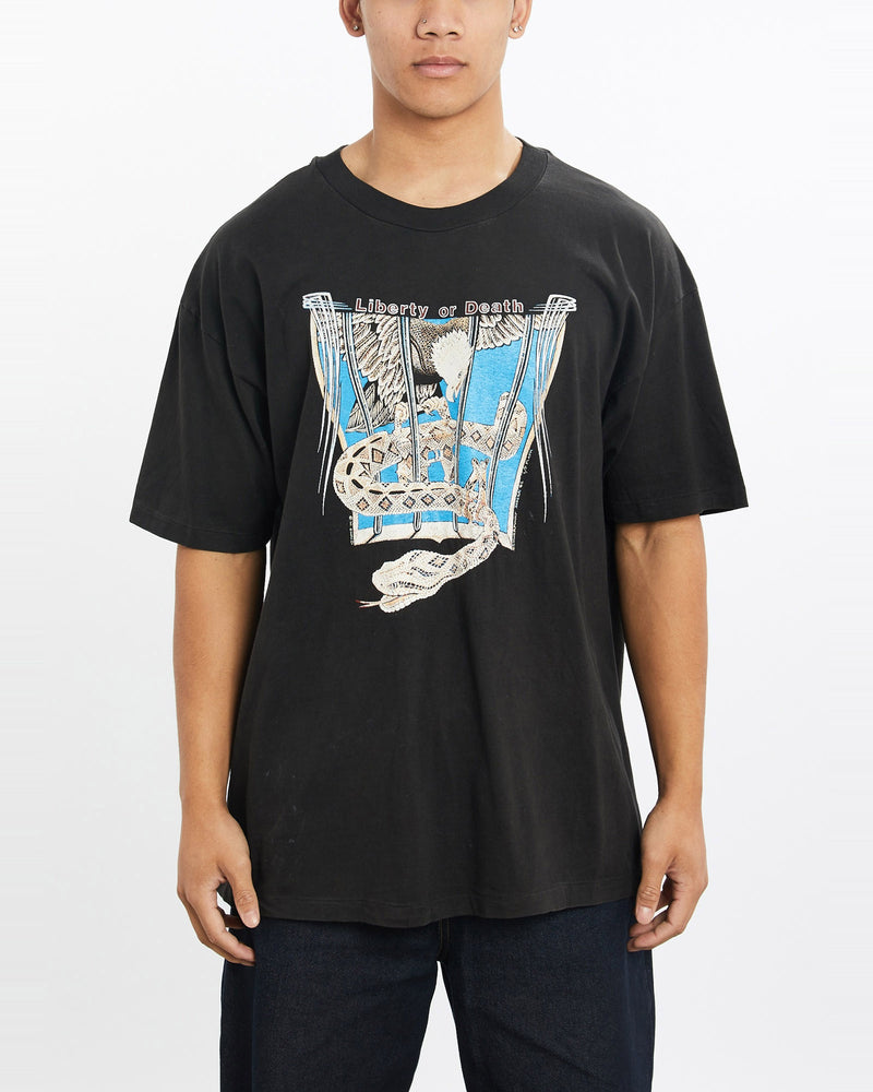 Vintage, 90s, Liberty, Or, Death, Wildlife, Tee, The Real Deal, size large, colour Black, newtown, sydney, australia, thrift store, opshop, preloved, secondhand, sustainable, retro, antique, 70s, 80s, 90s, 2000s, 00s, fashion, clothing, streetwear, trendy, garment, style, boutique, store, shop, archive, sale, cheap, best, top, T-Shirts