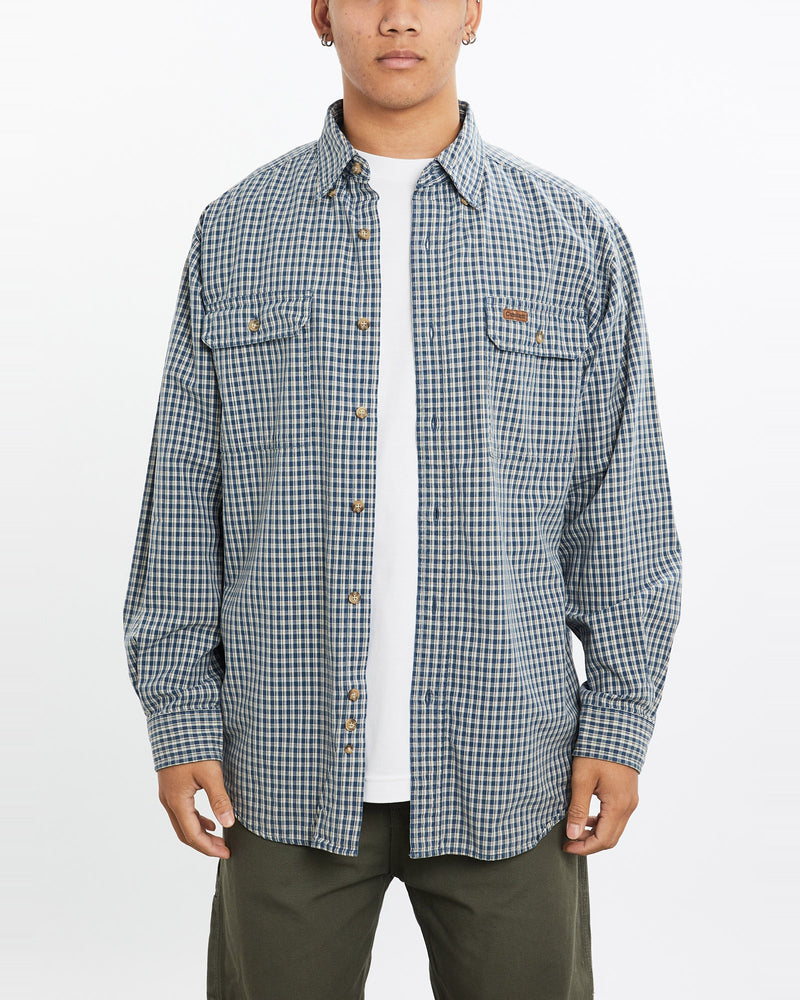 Vintage, Carhartt, Button, Up, Shirt, The Real Deal, size large, colour Blue, newtown, sydney, australia, thrift store, opshop, preloved, secondhand, sustainable, retro, antique, 70s, 80s, 90s, 2000s, 00s, fashion, clothing, streetwear, trendy, garment, style, boutique, store, shop, archive, sale, cheap, best, top, Shirts