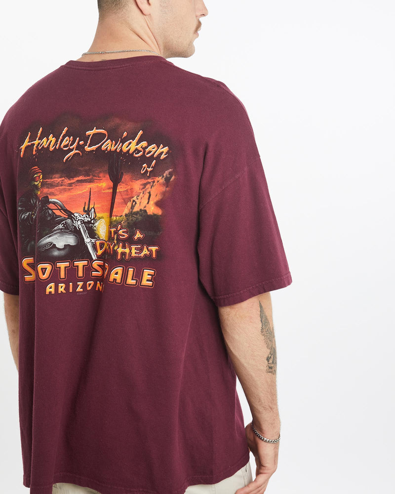 Vintage, Harley, Davidson, Tee, The Real Deal, size extra large, colour Burgundy, newtown, sydney, australia, thrift store, opshop, preloved, secondhand, sustainable, retro, antique, 70s, 80s, 90s, 2000s, 00s, fashion, clothing, streetwear, trendy, garment, style, boutique, store, shop, archive, sale, cheap, best, top, T-Shirts
