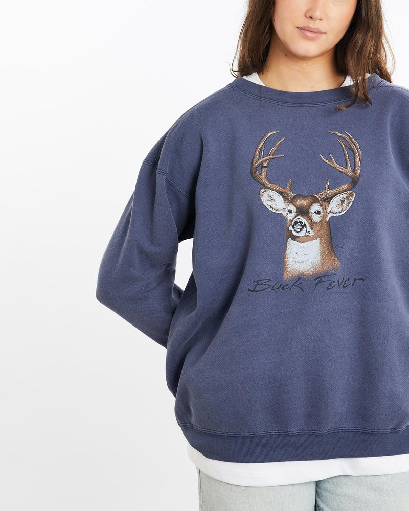 Vintage, 90s, Dear, Wildlife, Sweatshirt, The Real Deal, size medium, colour Blue, newtown, sydney, australia, thrift store, opshop, preloved, secondhand, sustainable, retro, antique, 70s, 80s, 90s, 2000s, 00s, fashion, clothing, streetwear, trendy, garment, style, boutique, store, shop, archive, sale, cheap, best, top, Sweats and hoodies