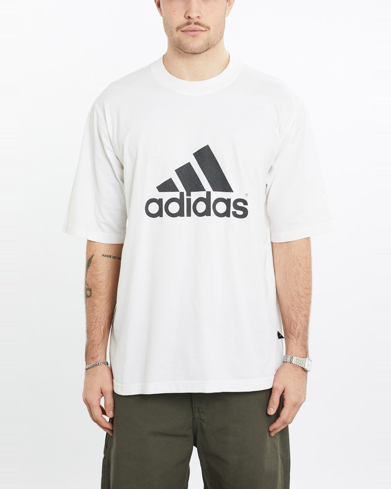 Vintage, Adidas, Tee, The Real Deal, size extra large, colour White, newtown, sydney, australia, thrift store, opshop, preloved, secondhand, sustainable, retro, antique, 70s, 80s, 90s, 2000s, 00s, fashion, clothing, streetwear, trendy, garment, style, boutique, store, shop, archive, sale, cheap, best, top, T-Shirts