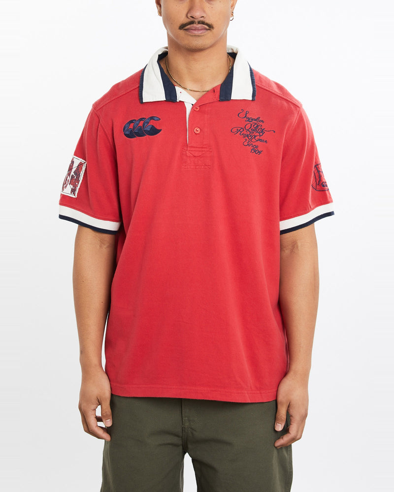 Vintage, Canterbury, Short, Sleeve, Rugby, Shirt, The Real Deal, size large, colour Red, newtown, sydney, australia, thrift store, opshop, preloved, secondhand, sustainable, retro, antique, 70s, 80s, 90s, 2000s, 00s, fashion, clothing, streetwear, trendy, garment, style, boutique, store, shop, archive, sale, cheap, best, top, Shirts