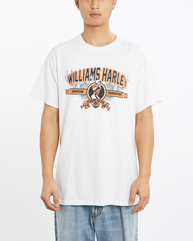 Vintage, Harley, Davidson, x, Williams, Harley, Baseball, Tee, The Real Deal, size large, colour White, newtown, sydney, australia, thrift store, opshop, preloved, secondhand, sustainable, retro, antique, 70s, 80s, 90s, 2000s, 00s, fashion, clothing, streetwear, trendy, garment, style, boutique, store, shop, archive, sale, cheap, best, top, T-Shirts
