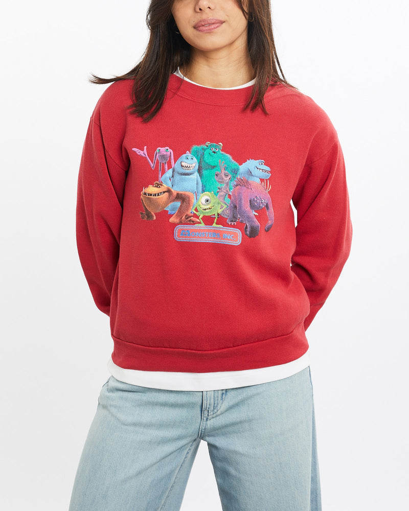 Vintage, Disney, Monsters,, Inc, Sweatshirt, The Real Deal, size double extra small, colour Red, newtown, sydney, australia, thrift store, opshop, preloved, secondhand, sustainable, retro, antique, 70s, 80s, 90s, 2000s, 00s, fashion, clothing, streetwear, trendy, garment, style, boutique, store, shop, archive, sale, cheap, best, top, Sweats and hoodies