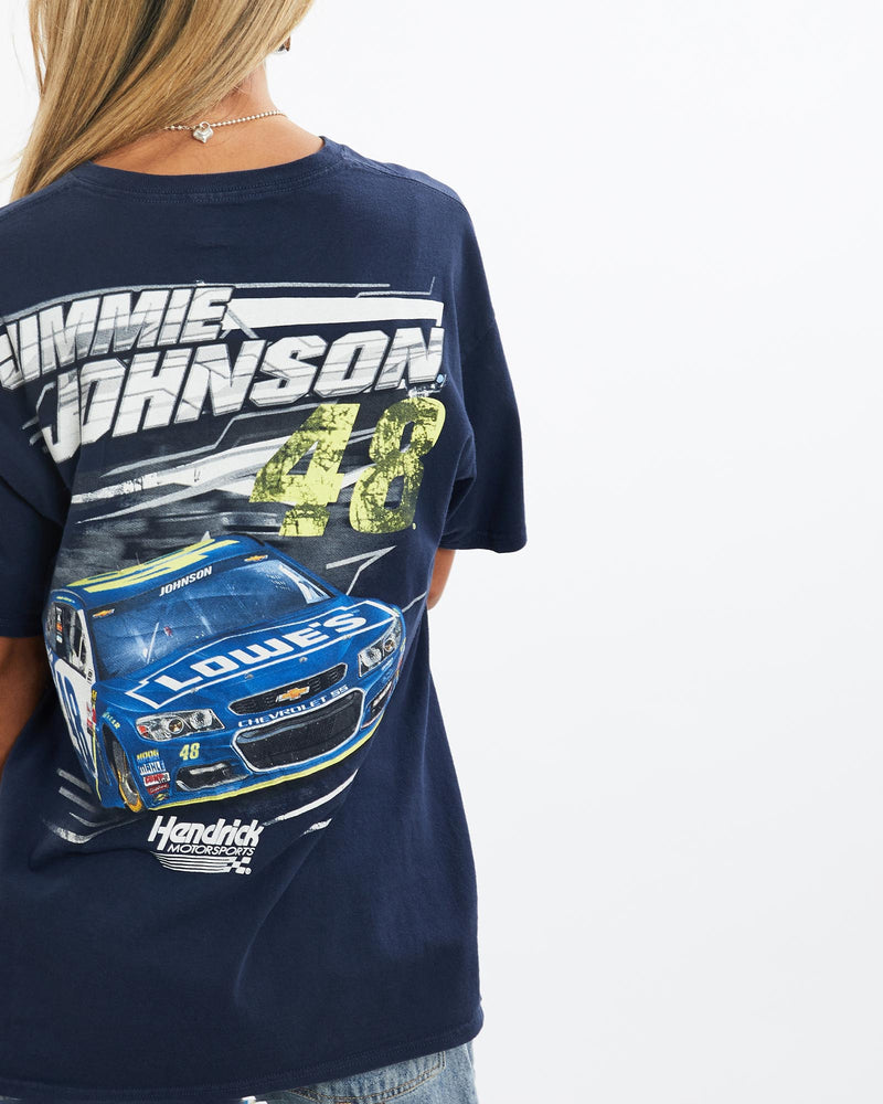 Vintage, Jimmie, Johnsonn, NASCAR, Racing, Tee, The Real Deal, size small, colour Navy, newtown, sydney, australia, thrift store, opshop, preloved, secondhand, sustainable, retro, antique, 70s, 80s, 90s, 2000s, 00s, fashion, clothing, streetwear, trendy, garment, style, boutique, store, shop, archive, sale, cheap, best, top, T-Shirts