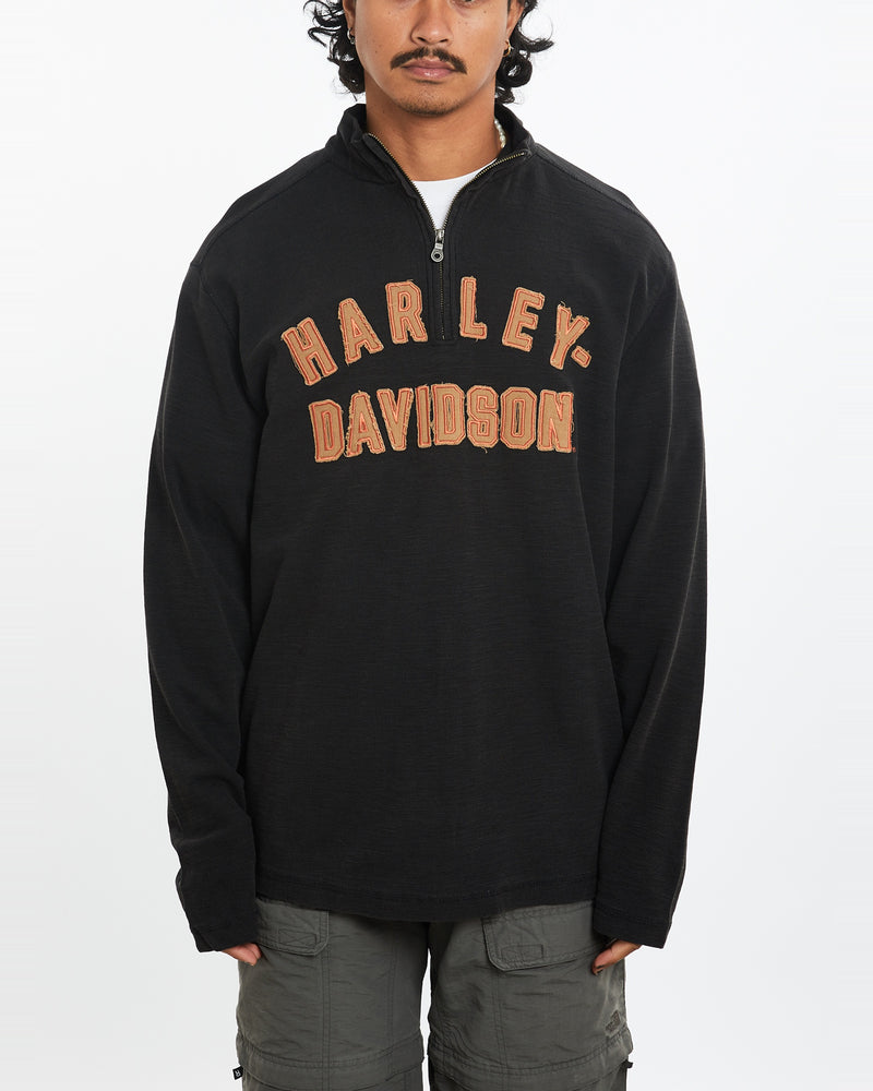 Vintage Harley Davidson Quarter Zip Sweatshirt <br>L , The Real Deal , newtown, sydney, australia, thrift store, opshop, preloved, secondhand, sustainable, retro, antique, 70s, 80s, 90s, 2000s, 00s, fashion, clothing, streetwear, trendy, garment, style, boutique, store, shop, archive, sale, cheap, best, top