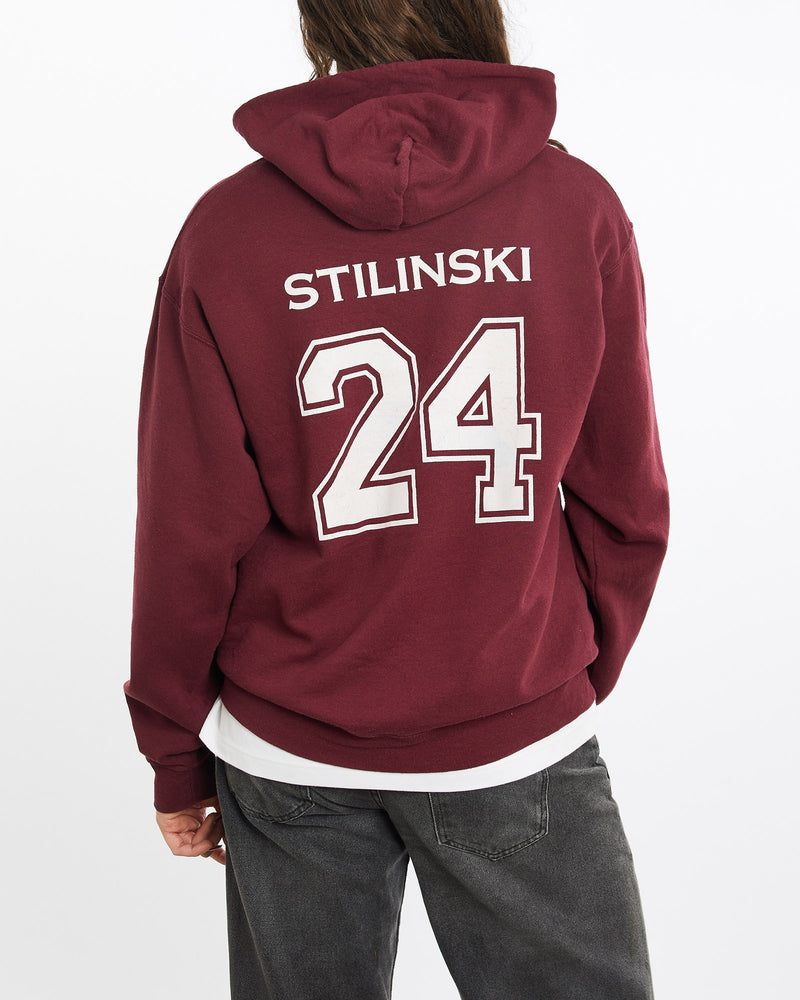 Beacon, Hills, Lacrosse, Hooded, Sweatshirt, The Real Deal, size medium, colour Burgundy, newtown, sydney, australia, thrift store, opshop, preloved, secondhand, sustainable, retro, antique, 70s, 80s, 90s, 2000s, 00s, fashion, clothing, streetwear, trendy, garment, style, boutique, store, shop, archive, sale, cheap, best, top, Sweats and hoodies