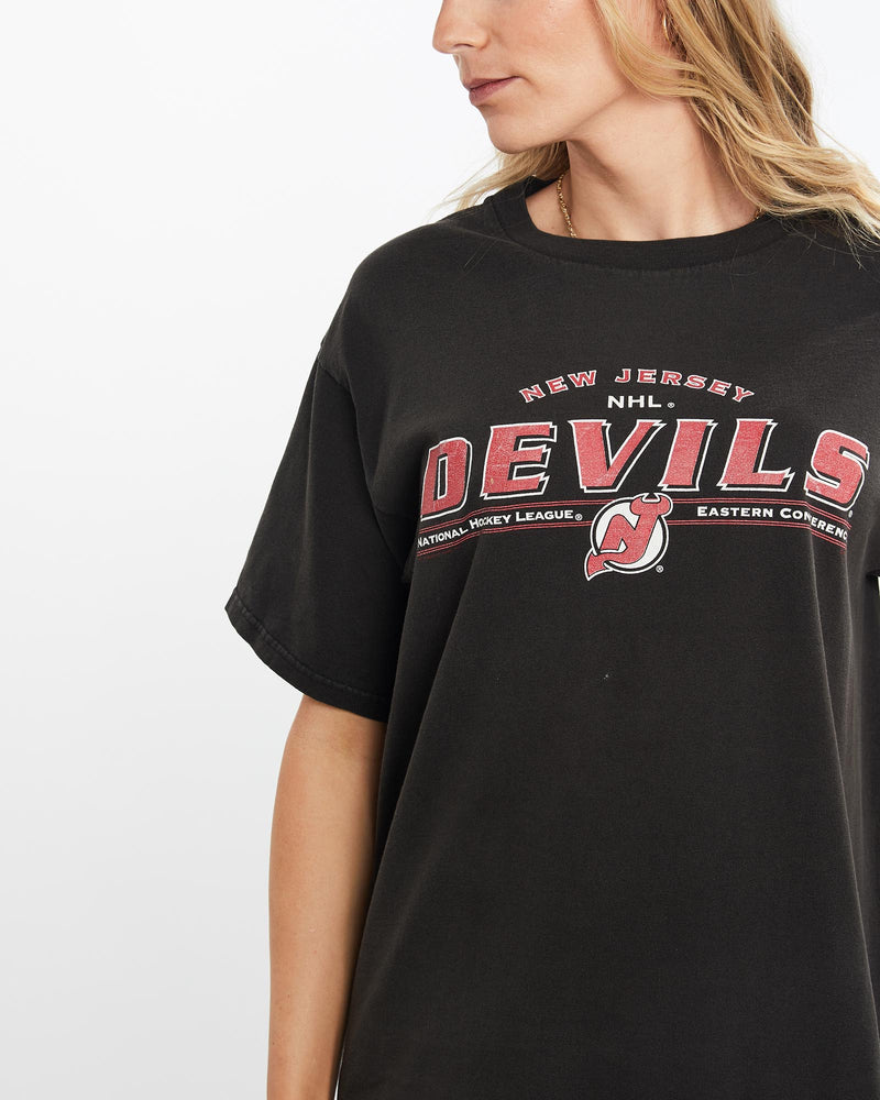 Vintage, 90s, NHL, New, Jersey, Devils, Tee, The Real Deal, size medium, colour Black, newtown, sydney, australia, thrift store, opshop, preloved, secondhand, sustainable, retro, antique, 70s, 80s, 90s, 2000s, 00s, fashion, clothing, streetwear, trendy, garment, style, boutique, store, shop, archive, sale, cheap, best, top, T-Shirts