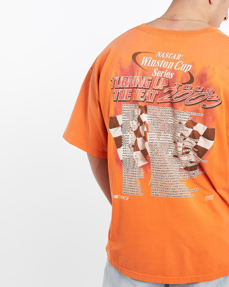 Vintage, NASCAR, Racing, Tee, The Real Deal, size double extra large, colour Orange, newtown, sydney, australia, thrift store, opshop, preloved, secondhand, sustainable, retro, antique, 70s, 80s, 90s, 2000s, 00s, fashion, clothing, streetwear, trendy, garment, style, boutique, store, shop, archive, sale, cheap, best, top, T-Shirts