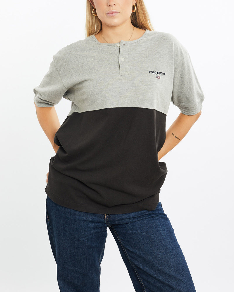 Vintage, 90s, Ralph, Lauren, Polo, Sport, Henley, Tee, The Real Deal, size medium, colour Multicolour, newtown, sydney, australia, thrift store, opshop, preloved, secondhand, sustainable, retro, antique, 70s, 80s, 90s, 2000s, 00s, fashion, clothing, streetwear, trendy, garment, style, boutique, store, shop, archive, sale, cheap, best, top, T-Shirts