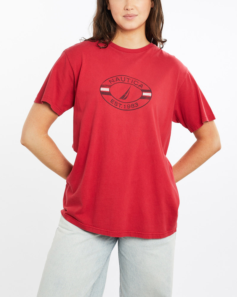 Vintage, Nautica, Tee, The Real Deal, size medium, colour Red, newtown, sydney, australia, thrift store, opshop, preloved, secondhand, sustainable, retro, antique, 70s, 80s, 90s, 2000s, 00s, fashion, clothing, streetwear, trendy, garment, style, boutique, store, shop, archive, sale, cheap, best, top, T-Shirts