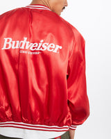 Vintage, Budweiser, Varsity, Jacket, The Real Deal, size large, colour Red, newtown, sydney, australia, thrift store, opshop, preloved, secondhand, sustainable, retro, antique, 70s, 80s, 90s, 2000s, 00s, fashion, clothing, streetwear, trendy, garment, style, boutique, store, shop, archive, sale, cheap, best, top, Jackets