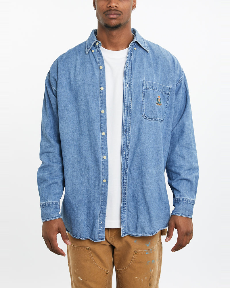Vintage 90s Chaps Ralph Lauren Denim Button Up Shirt <br>XL , The Real Deal , newtown, sydney, australia, thrift store, opshop, preloved, secondhand, sustainable, retro, antique, 70s, 80s, 90s, 2000s, 00s, fashion, clothing, streetwear, trendy, garment, style, boutique, store, shop, archive, sale, cheap, best, top