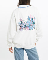 Vintage, 1992, Wildflower, Collared, Sweatshirt, The Real Deal, size small, colour White, newtown, sydney, australia, thrift store, opshop, preloved, secondhand, sustainable, retro, antique, 70s, 80s, 90s, 2000s, 00s, fashion, clothing, streetwear, trendy, garment, style, boutique, store, shop, archive, sale, cheap, best, top, Sweats and hoodies