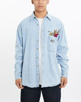 Vintage, Cartoon, Network, Cartoon, Denim, Button, Up, Shirt, The Real Deal, size large, colour Blue, newtown, sydney, australia, thrift store, opshop, preloved, secondhand, sustainable, retro, antique, 70s, 80s, 90s, 2000s, 00s, fashion, clothing, streetwear, trendy, garment, style, boutique, store, shop, archive, sale, cheap, best, top, Shirts