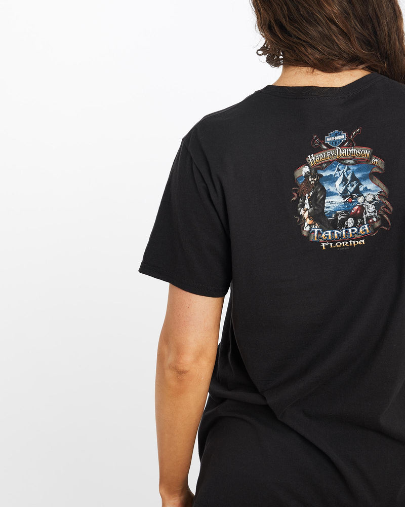 Harley, Davidson, Tampa, Florida, Tee, The Real Deal, size medium, colour Black, newtown, sydney, australia, thrift store, opshop, preloved, secondhand, sustainable, retro, antique, 70s, 80s, 90s, 2000s, 00s, fashion, clothing, streetwear, trendy, garment, style, boutique, store, shop, archive, sale, cheap, best, top, T-Shirts