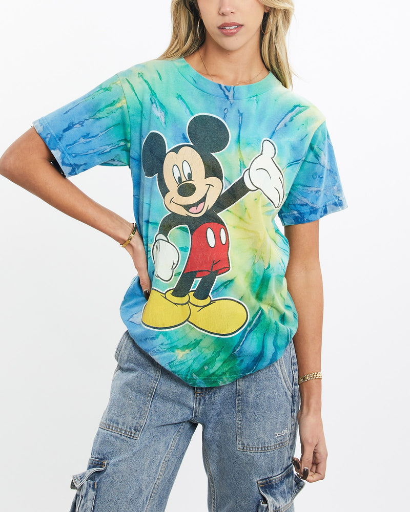 Vintage, 90s, Disney, Mickey, Mouse, Tie, Dye, Tee, The Real Deal, size extra small, colour Multicolour, newtown, sydney, australia, thrift store, opshop, preloved, secondhand, sustainable, retro, antique, 70s, 80s, 90s, 2000s, 00s, fashion, clothing, streetwear, trendy, garment, style, boutique, store, shop, archive, sale, cheap, best, top, T-Shirts