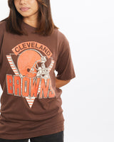 Vintage, 80s, NFL, Cleveland, Browns, Tee, The Real Deal, size extra small, colour Black, newtown, sydney, australia, thrift store, opshop, preloved, secondhand, sustainable, retro, antique, 70s, 80s, 90s, 2000s, 00s, fashion, clothing, streetwear, trendy, garment, style, boutique, store, shop, archive, sale, cheap, best, top, T-Shirts