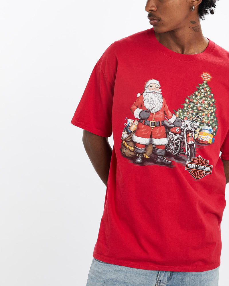 Harley, Davidson, Christmas, Tee, The Real Deal, size large, colour Red, newtown, sydney, australia, thrift store, opshop, preloved, secondhand, sustainable, retro, antique, 70s, 80s, 90s, 2000s, 00s, fashion, clothing, streetwear, trendy, garment, style, boutique, store, shop, archive, sale, cheap, best, top, T-Shirts