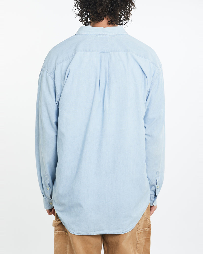 Vintage 90s Tommy Hilfiger Chambray Button Up Shirt <br>XL , The Real Deal , newtown, sydney, australia, thrift store, opshop, preloved, secondhand, sustainable, retro, antique, 70s, 80s, 90s, 2000s, 00s, fashion, clothing, streetwear, trendy, garment, style, boutique, store, shop, archive, sale, cheap, best, top