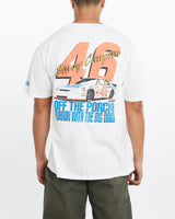 Vintage, 90s, Stacy, Compton, Racing, Tee, The Real Deal, size large, colour White, newtown, sydney, australia, thrift store, opshop, preloved, secondhand, sustainable, retro, antique, 70s, 80s, 90s, 2000s, 00s, fashion, clothing, streetwear, trendy, garment, style, boutique, store, shop, archive, sale, cheap, best, top, T-Shirts