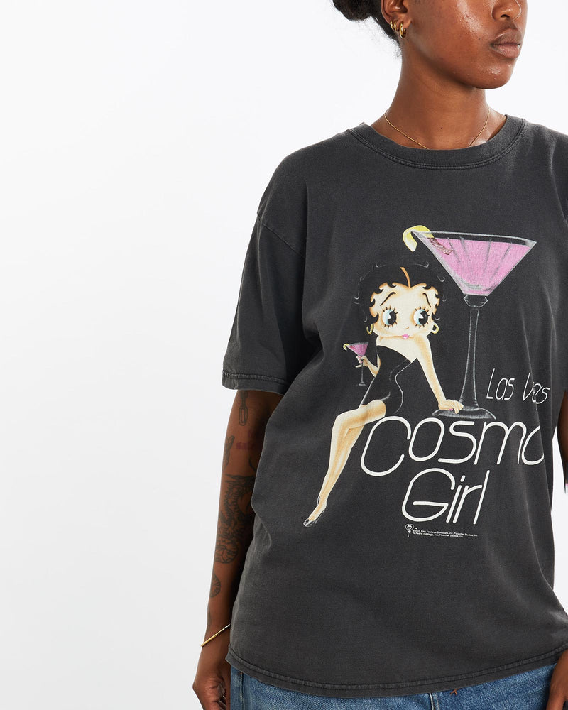 Vintage, Betty, Boop, Las, Vegas, Cartoon, Tee, The Real Deal, size medium, colour Black, newtown, sydney, australia, thrift store, opshop, preloved, secondhand, sustainable, retro, antique, 70s, 80s, 90s, 2000s, 00s, fashion, clothing, streetwear, trendy, garment, style, boutique, store, shop, archive, sale, cheap, best, top, T-Shirts