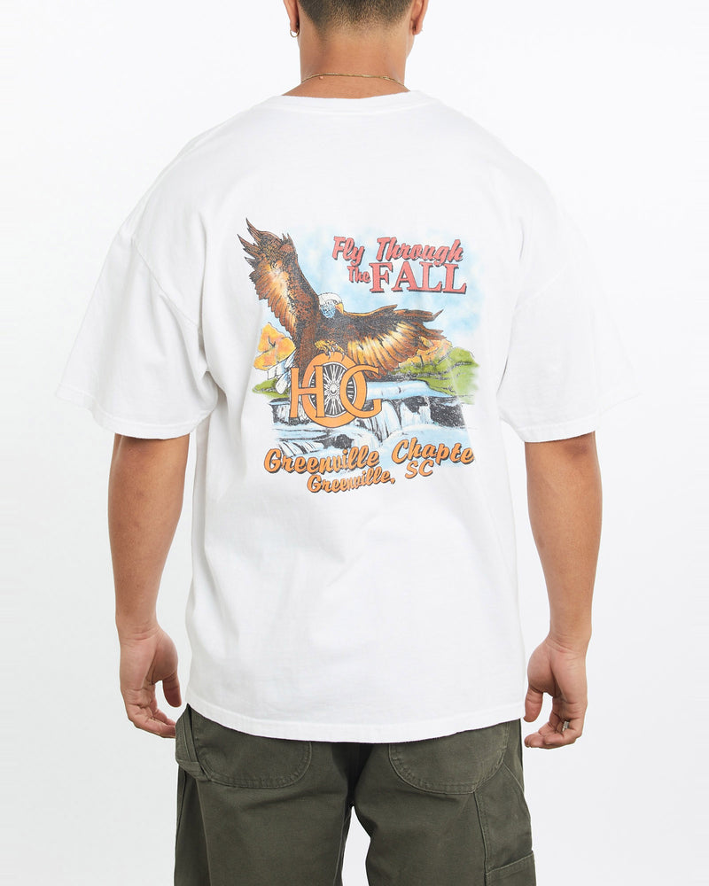 Vintage, Harley, Davidson, Owners, Group, Tee, The Real Deal, size large, colour White, newtown, sydney, australia, thrift store, opshop, preloved, secondhand, sustainable, retro, antique, 70s, 80s, 90s, 2000s, 00s, fashion, clothing, streetwear, trendy, garment, style, boutique, store, shop, archive, sale, cheap, best, top, T-Shirts