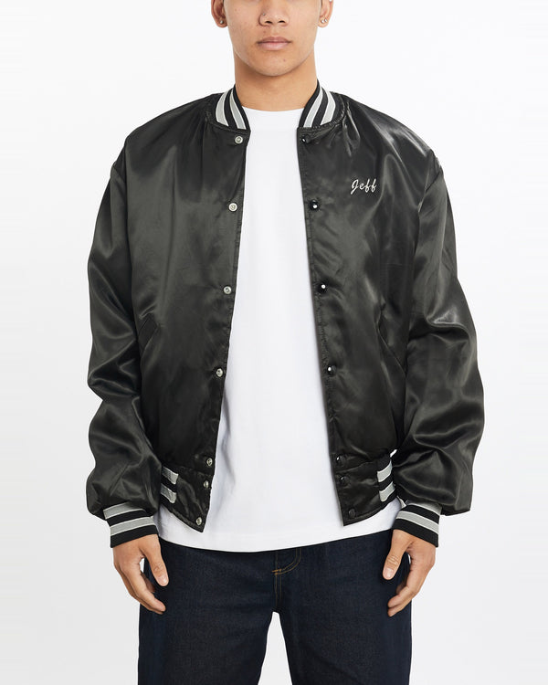 Vintage, 1992, Baseball, Satin, Bomber, Jacket, The Real Deal, size extra large, colour Black, newtown, sydney, australia, thrift store, opshop, preloved, secondhand, sustainable, retro, antique, 70s, 80s, 90s, 2000s, 00s, fashion, clothing, streetwear, trendy, garment, style, boutique, store, shop, archive, sale, cheap, best, top, Jackets