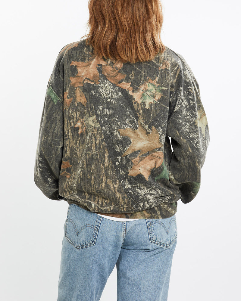 Vintage, 90s, Realtree, Camo, Sweatshirt, The Real Deal, size medium, colour Brown, newtown, sydney, australia, thrift store, opshop, preloved, secondhand, sustainable, retro, antique, 70s, 80s, 90s, 2000s, 00s, fashion, clothing, streetwear, trendy, garment, style, boutique, store, shop, archive, sale, cheap, best, top, Sweats and hoodies
